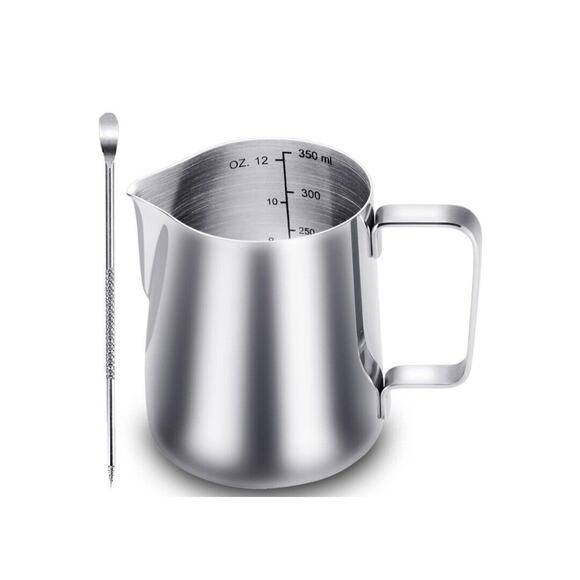 Milk Frothing Pitcher 100% Stainless Steel Latte Art Zo Wie King 12oz 350ml - Picture 1 of 4